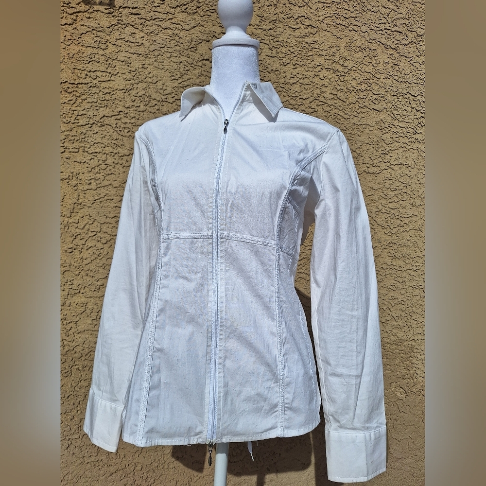 New Vintage Y2k White Classic Zip-Up Shirt